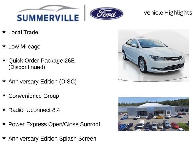 Used 2016 Chrysler 200 Limited with VIN 1C3CCCAG9GN111374 for sale in Summerville, SC