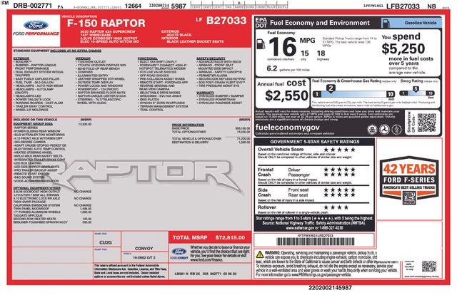 2020 Ford F-150 Raptor