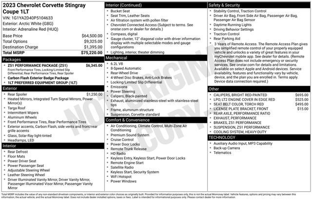 2023 Chevrolet Corvette Stingray 1LT