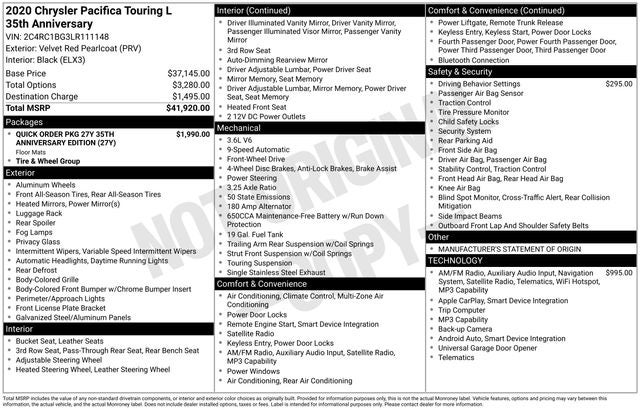 2020 Chrysler Pacifica Touring L