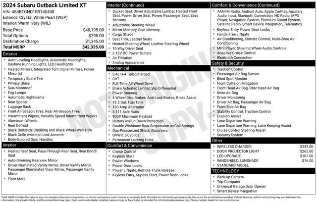 2024 Subaru Outback Limited XT