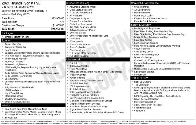 2021 Hyundai Sonata SE