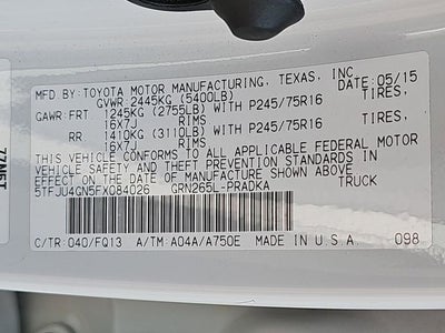 2015 Toyota Tacoma PreRunner V6