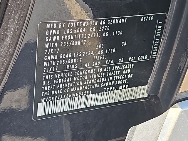 2017 Volkswagen Tiguan 2.0T Wolfsburg Edition 4Motion