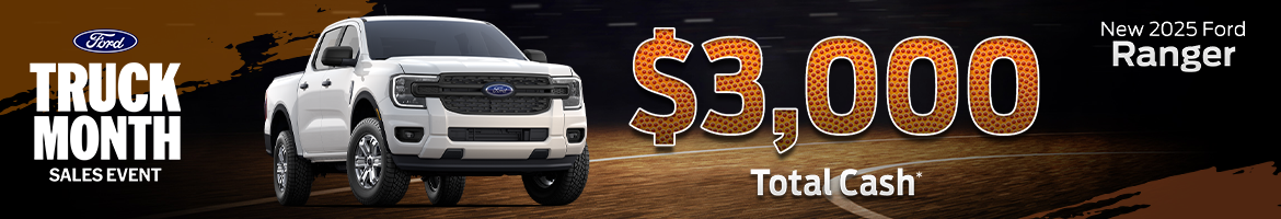 Save $3,000 on a new 2025 Ford Ranger in Summerville, SC