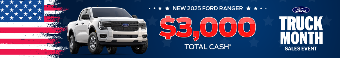 Save $3,000 on a new 2025 Ford Ranger in Summerville, SC